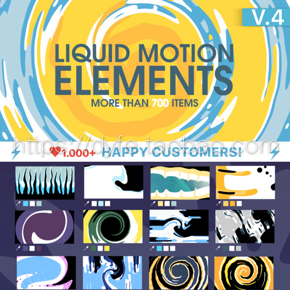 ae转场模板流体卡通图形液体水动态logo手绘mg动画素材二维海洋