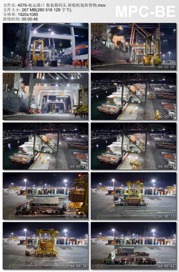 航运港口集装箱码头卸船机装卸货物 高清实拍视频素材