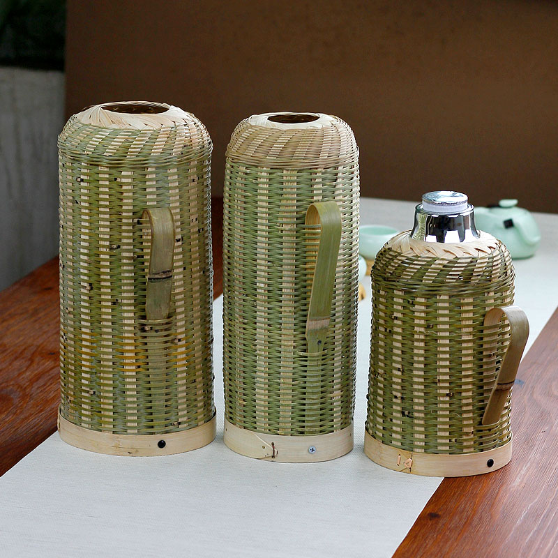 复古热水瓶壳 竹编暖水瓶皮开水瓶套家用水壶5 8磅老式普通大容量