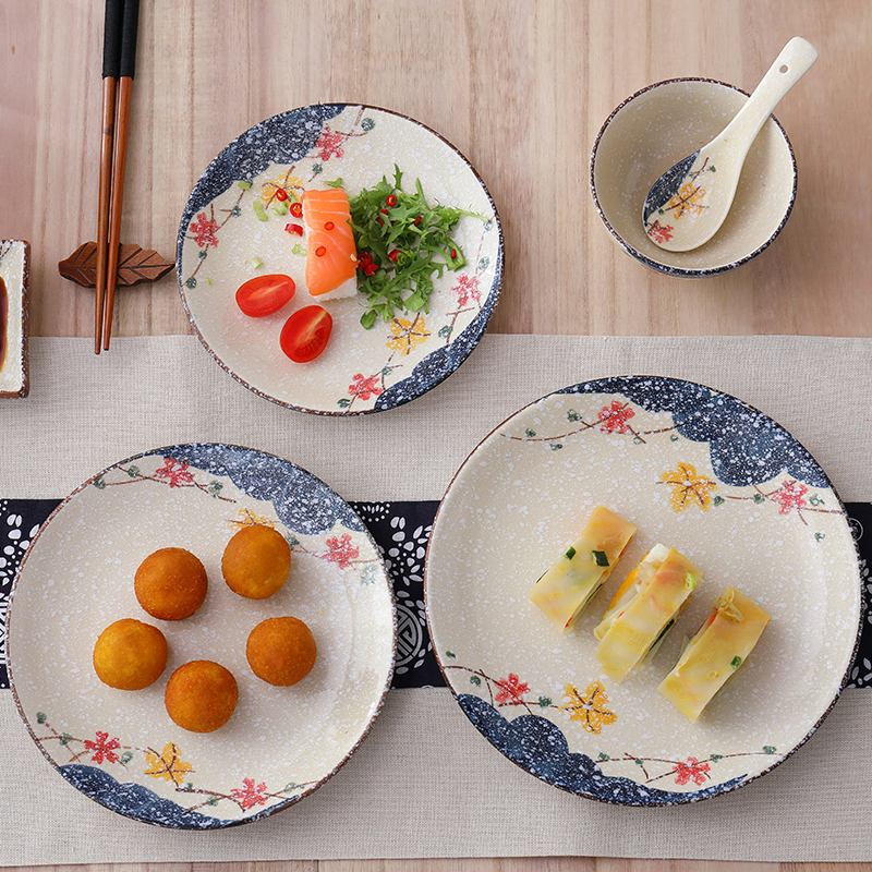 釉下彩陶瓷手绘平盘浅式西餐牛排寿司料理摆盘凉菜盘子家庭餐具