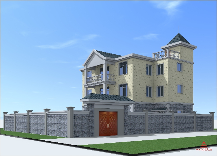 15.5x12.5三层新农村自建房屋别墅建筑施工图户型平面方案效果图