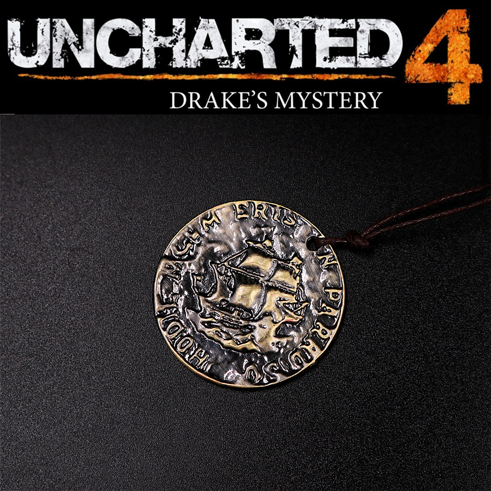 Uncharted 4神秘海域4周边德雷克古金币钥匙扣挂件项链戒指饰品