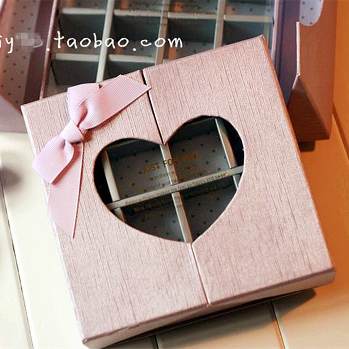 16格子紫色可视心形盒（内含透明的盖）巧克力盒/朱古力包装礼盒