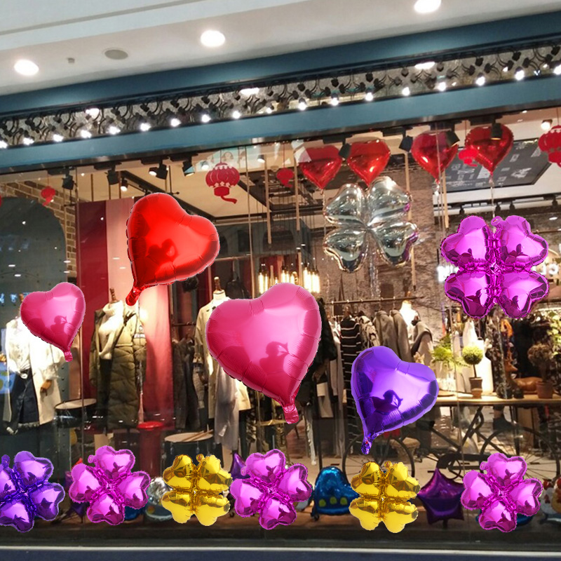 过新年元旦装饰气球爱心形铝膜气球铝箔商场店铺橱窗美陈场景布置