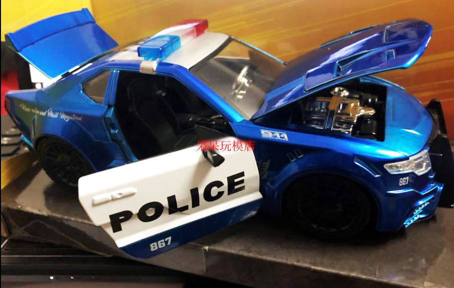 正版盒装1:24变形金刚Transformers警车福特野马路障合金车模型