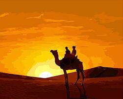 diy数字油画抽象人物手绘装饰画 夕阳下骑着骆驼的情侣 GX4855