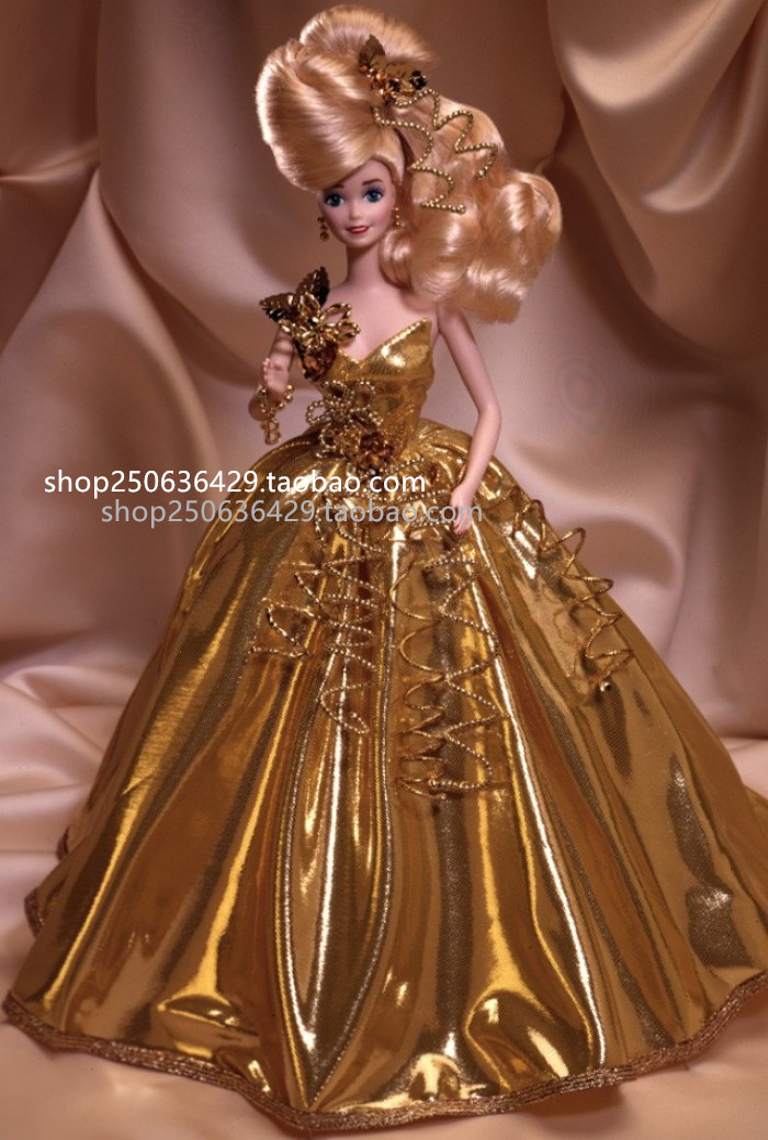 代购 芭比 Gold Sensation 1993 金色年华 晚宴礼服 陶瓷娃娃珍藏