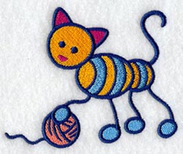 小猫玩毛线球电脑绣花刺绣元素文件小型家用大型商用绣花刺绣文件