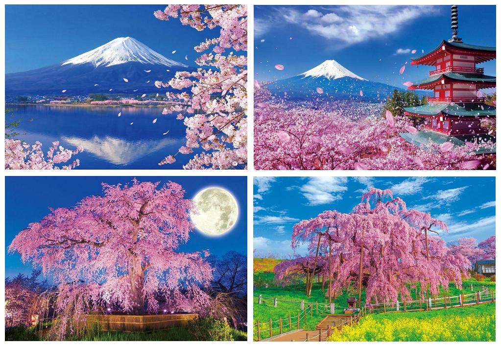 现货 Beverly日本拼图1000片富士山和樱花盛开的湖畔