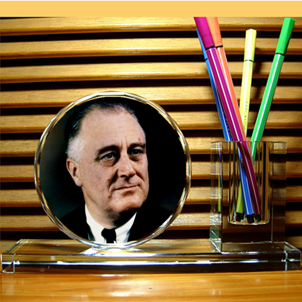 富兰克林罗斯福摆设纪念品礼物美国总统礼品人偶模型水晶笔筒摆件