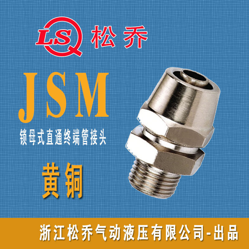 JSM 锁母式直通终端管接头黄铜快拧气动管插4*2.5 6*4 8*6 10*8