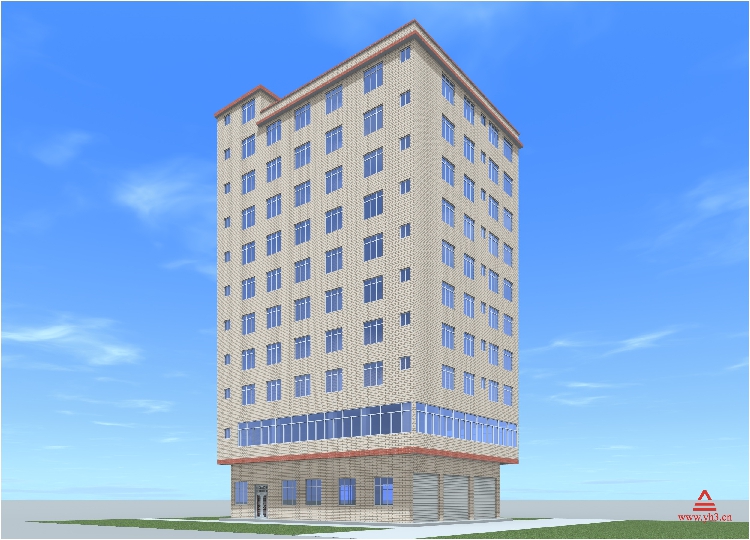 20x14米 十层门面酒楼出租房建筑CAD图纸施工图结构施工图效果图