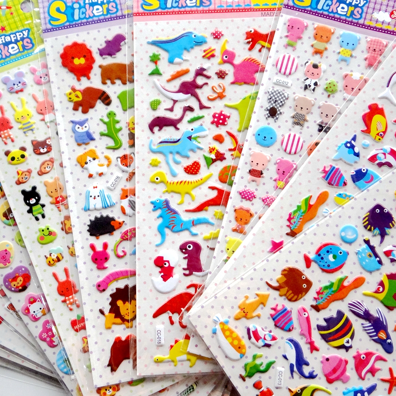 3d stickers 儿童泡绵立体小贴画动物贴贴纸大象车熊猫熊羊鱼奖励
