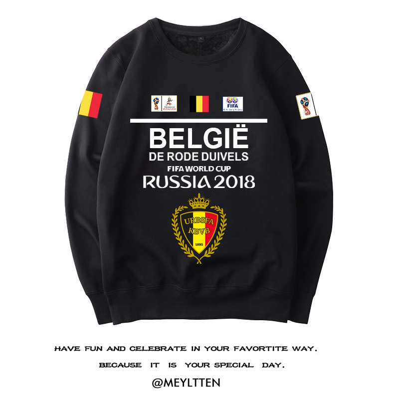 比利时足球队服圆领卫衣男女运动薄长袖阿扎尔世界杯休闲球迷衣服