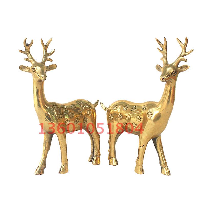 特价铜鹿一对 纯铜梅花鹿铜器风水摆件路路发财饰品工艺礼品