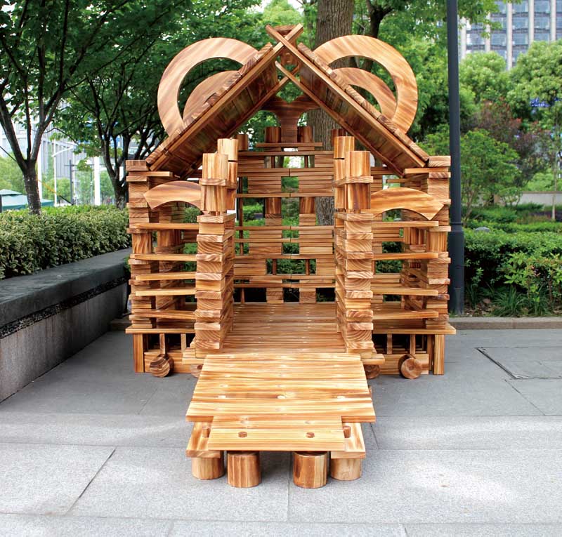 幼儿园户外大型创造力搭建积木400-808粒 户外大型炭烧碳化积木