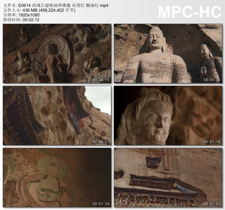 西域石窟壁画和佛像长明灯酥油灯 高清实拍视频素材