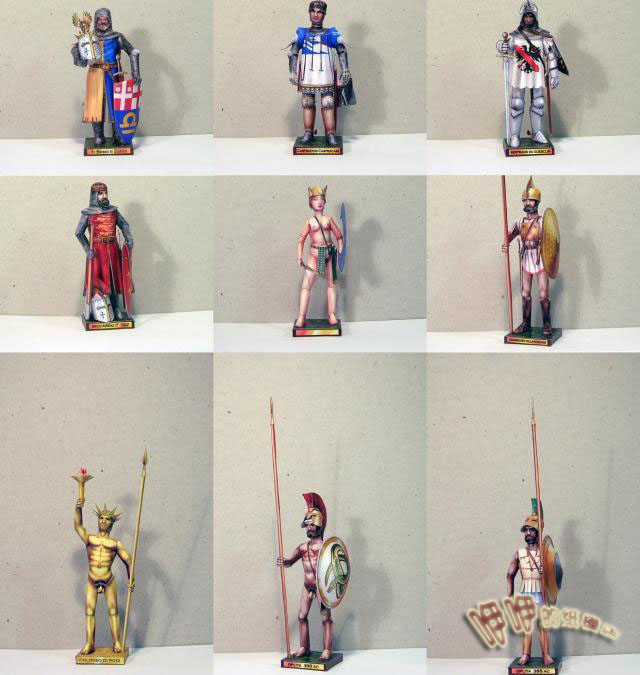 儿童益智DIY手工制作欧洲中世纪人偶骑士士兵公仔玩偶3D纸质模型