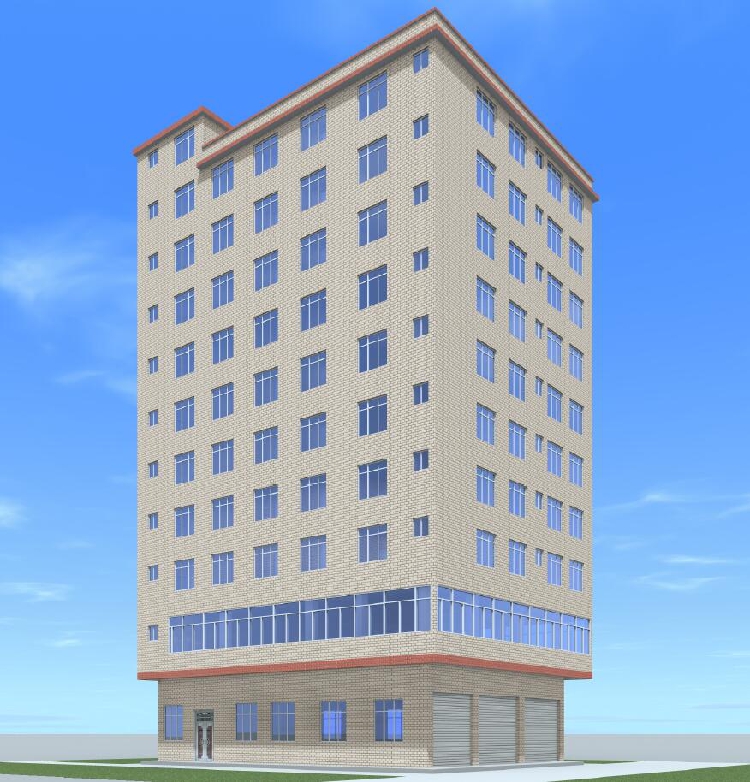 20x14米 十层自建商住酒店旅馆建筑外观效果图结构施工图全套图纸