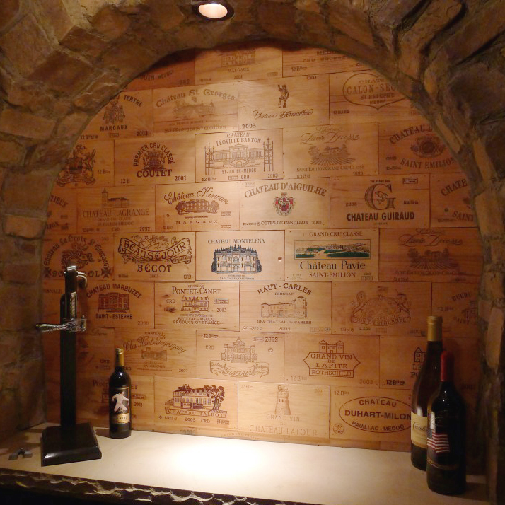 法国葡萄酒红酒庄酒箱木板波尔多61名庄logo酒窖装饰木板传统烙印
