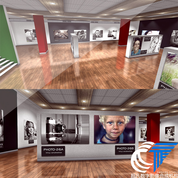 三维艺术画廊立体空间照片展览活动图片幻灯片主题相册AE模板