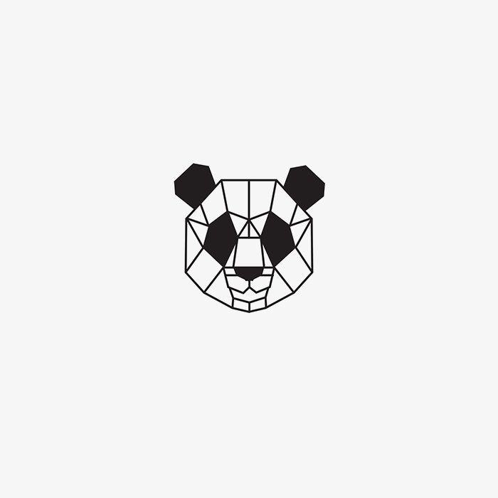 抽象艺术几何图形熊猫头像黑色男女文艺防水纹身贴一张2贴