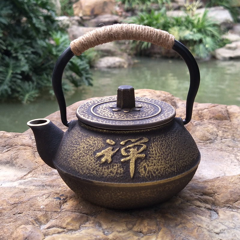 铜钱铁壶日式铸铁壶手工复古铁器桌面摆设纯铁烧水功夫茶具金茶壶