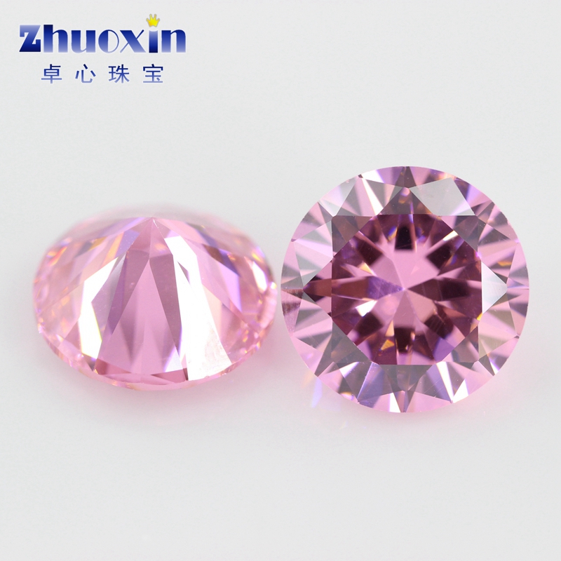 圆形粉红色锆石裸石钻 彩色合成宝石尖底CZ微镶仿钻DIY0.8~2.75mm