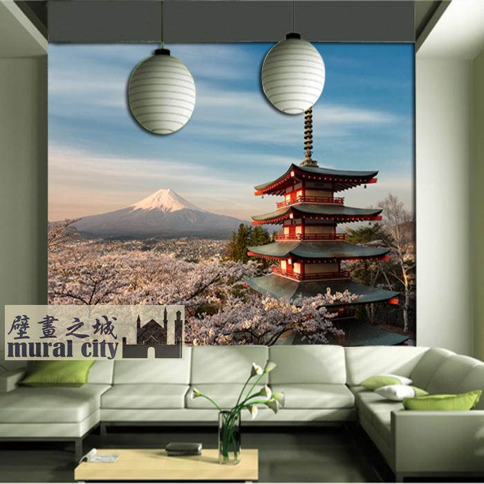 日式樱花富士山壁纸日本奈良五重塔墙纸法隆寺壁纸日式古代建筑画