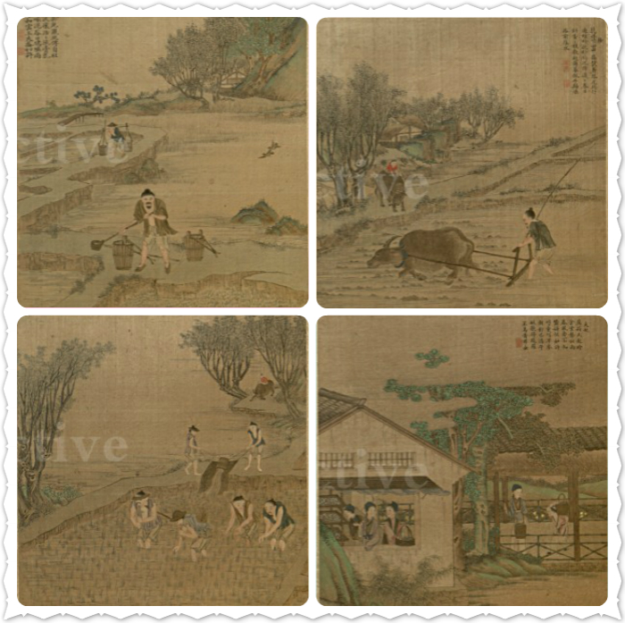 C13高清中式复古手绘清朝康熙工笔画古画图片素材设计资料参考