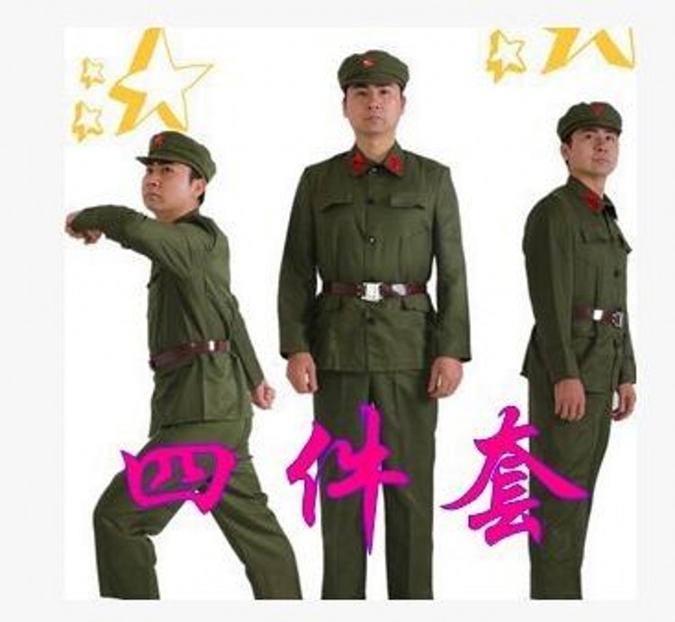 65式绿军装成人儿童舞台表演出服怀旧军人红军军旅团队合唱套装