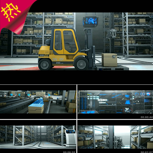 智能仓储机器人 智能仓库货架 物流运输 机械自动化 视频素材