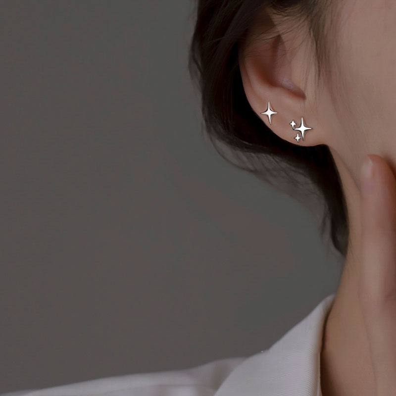 纯银星星耳钉女小众设计感不对称耳环2022年新款潮轻奢高级感耳饰