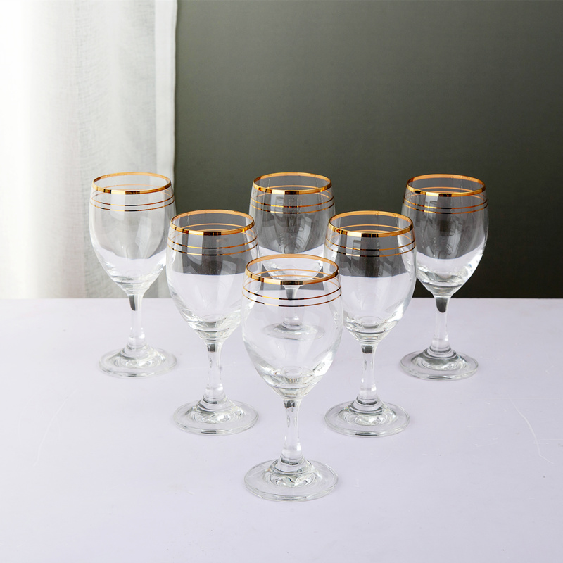 6只家用高档金边红酒酒杯个性白酒杯欧式水晶玻璃杯子小号高脚杯