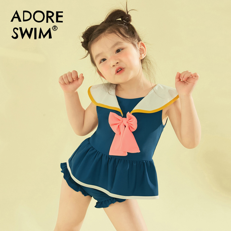爱多尔2023夏季新款女童分体泳衣中大童宝宝公主款小裙儿童游泳衣