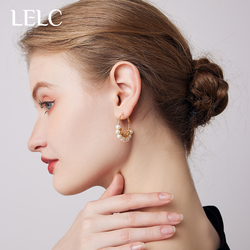 LELC天然淡水珍珠圆圈耳环女轻奢高级感小众14K金色耳圈耳钉耳饰