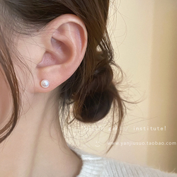 天然淡水珍珠耳钉女小众设计感高级养耳洞耳环耳棒小巧精致耳饰品
