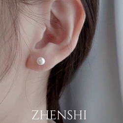 【晚星】素钉天然淡水珍珠耳钉耳环女款经典高级感S925纯银耳饰