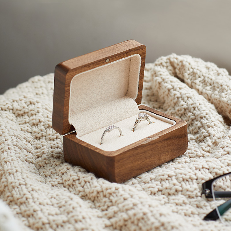 求婚戒指盒结婚礼仪式单戒双戒收纳盒定制创意复古木质高档钻戒盒