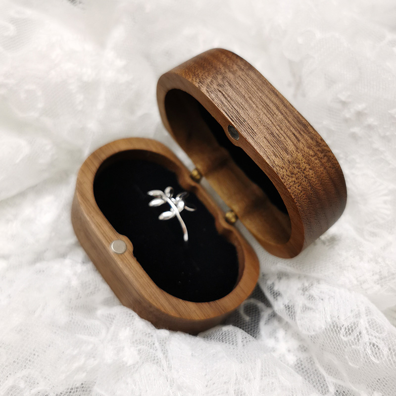 婚礼对戒盒复古双戒指盒木质耳钉收纳木盒子求婚戒指礼盒小首饰盒