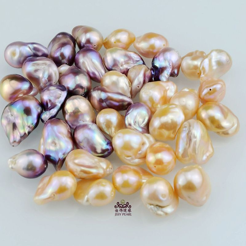 紫色巴洛克异形大尾巴天然淡水珍珠裸珠DIY手工吊坠项链耳环饰品