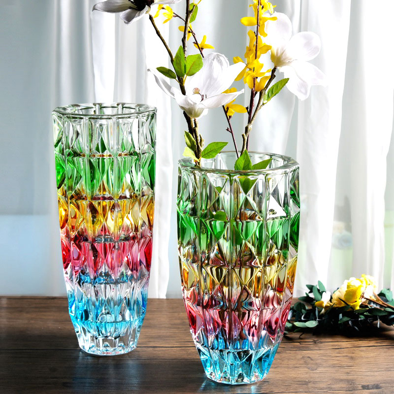 意大利风格手绘欧式现代家用桌面水晶玻璃大号鲜花水培轻奢插花瓶