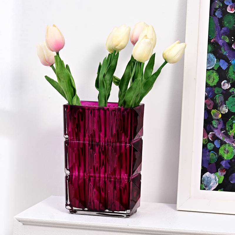手绘卢梭璀璨彩色水晶玻璃花瓶网红抖音爆款出口奢华欧式插花摆件