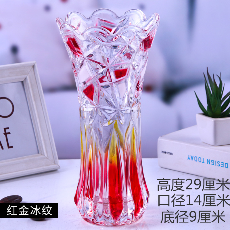 手绘彩色花瓶水晶玻璃简约居家摆件插花水培富贵竹转运竹客厅